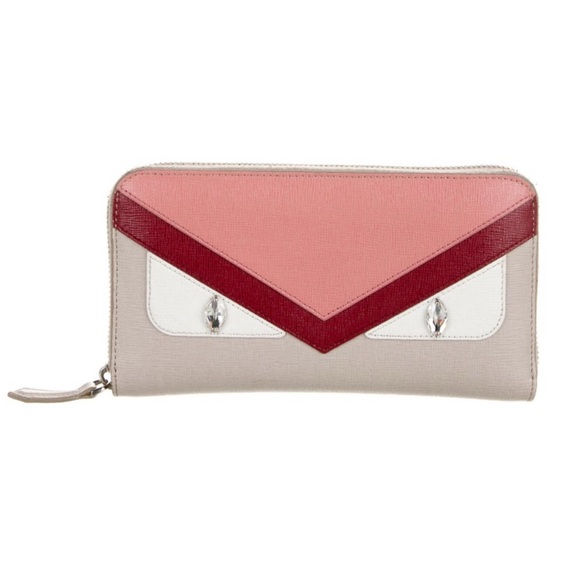 Fendi Pink Crayons Continental Monster Bag Bug Zip Wallet - Picture 1 of 5